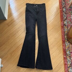 Free People Black High-Rise Flare Jeans